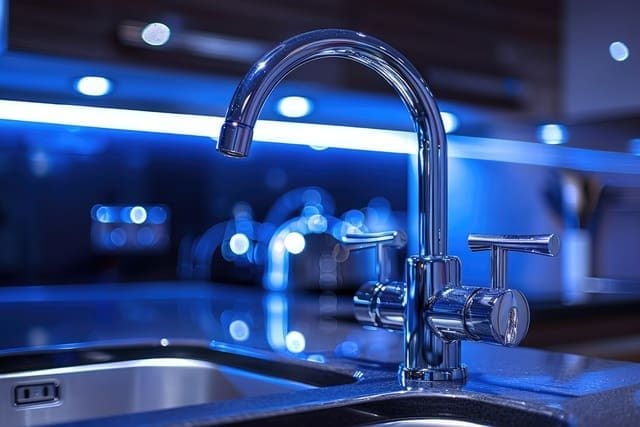 faucet in modern kitchen sink professional advertising photography