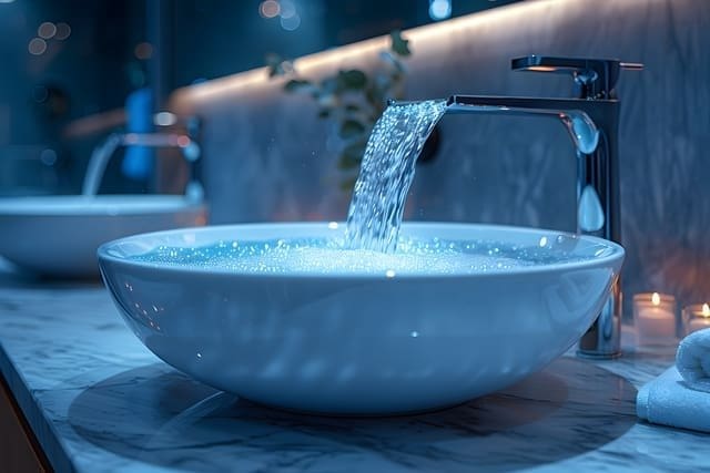 Modern Bathroom with Elegant Sink and Flowing Water - Ideal for Interior Design Inspiration and Home Decor Concepts Generative AI