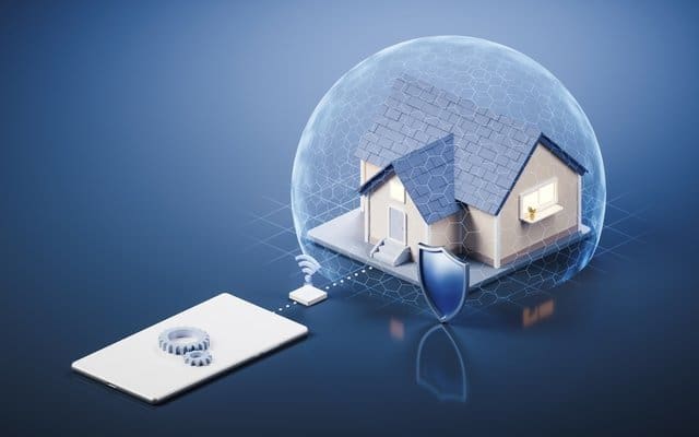 Intelligent housing system and remote control, 3d rendering.